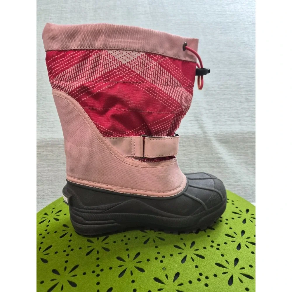 Columbia Powderbug Plus II Kids US 2 Winter Boot Pink Black Waterproof Mid Calf